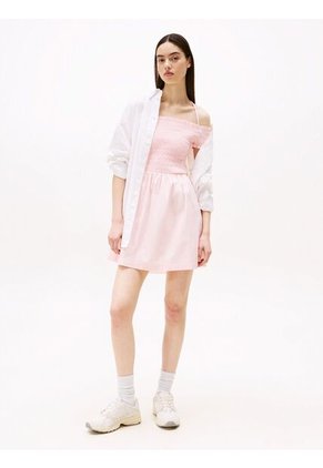 Vestido Multicolor Corto Evasé De Cuello Halter Tommy Jeans