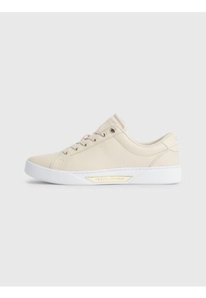 Tenis Cuero Con Suela Cupsole Mujer Beige Tommy Hilfiger