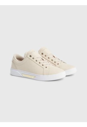 Tenis Cuero Con Suela Cupsole Mujer Beige Tommy Hilfiger