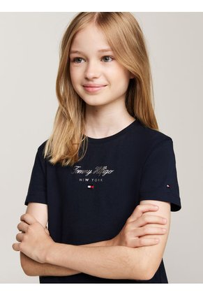 Camiseta Niña Azul Con Logo Nyc Tommy Hilfiger