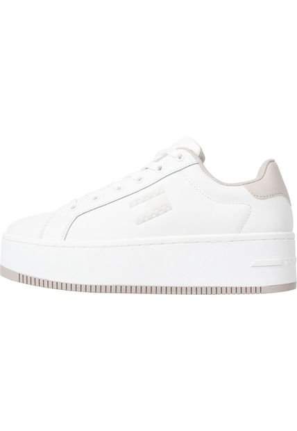 Tenis Blancos De Plataforma De Cuero Essential Tommy Hilfiger