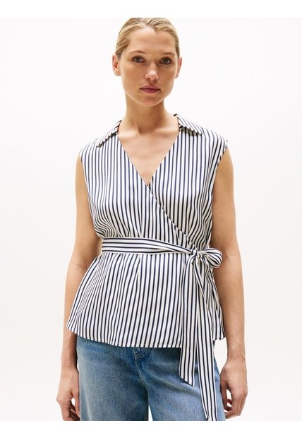 Blusa Multicolor Cruzada De Corte Slim Tommy Hilfiger