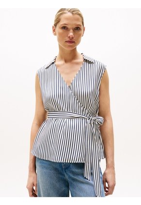 Blusa Multicolor Cruzada De Corte Slim Tommy Hilfiger