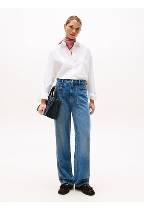 Camisa Blanca De Popelín Con Puños Ajustables Tommy Hilfiger