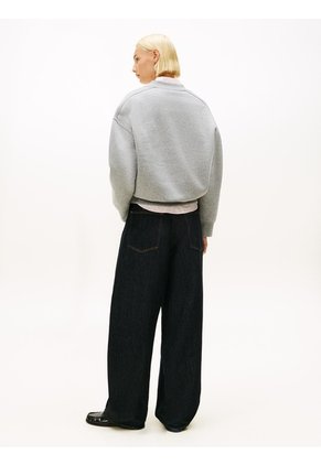 Saco Gris De Felpa Con Cuello En V Tommy Hilfiger