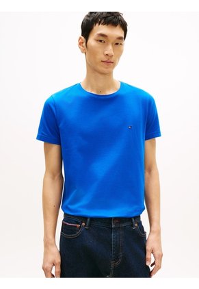 Camiseta Azul De Cuello Redondo Y Corte Extra Slim Tommy Hilfiger