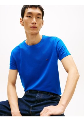 Camiseta Azul De Cuello Redondo Y Corte Extra Slim Tommy Hilfiger