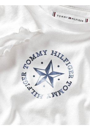 Camiseta Blanco Con Logo Metálico Para Niña Tommy Hilfiger