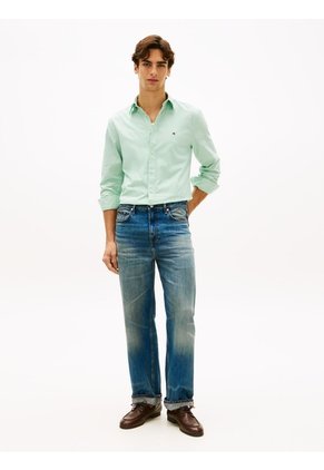 Camisa Verde TH Flex Regular De Popelín Tommy Hilfiger