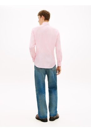 Camisa Rosa De Manga Larga Con Micro Estampado Tommy Hilfiger