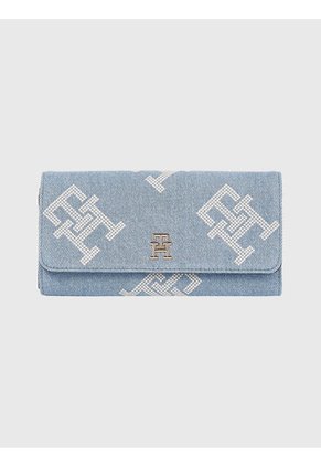 Cartera Vaquera Iconic Grande Con Monogramas Mujer Celeste Tommy Hilfiger