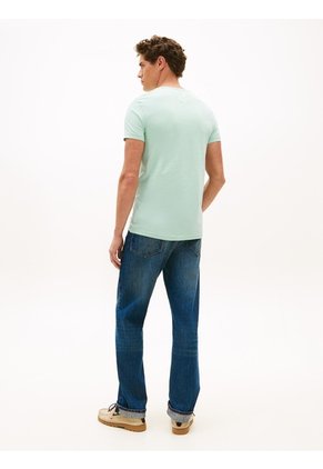 Camiseta Verde De Cuello Redondo Y Corte Extra Slim Tommy Hilfiger