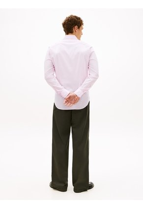 Camisa Rosa Slim Con Rayas Finas Tommy Hilfiger