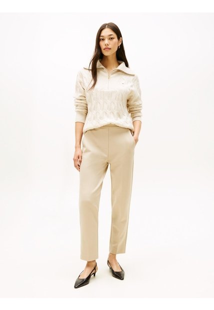 Pantalón Beige Pull On Con Logo Tommy Hilfiger
