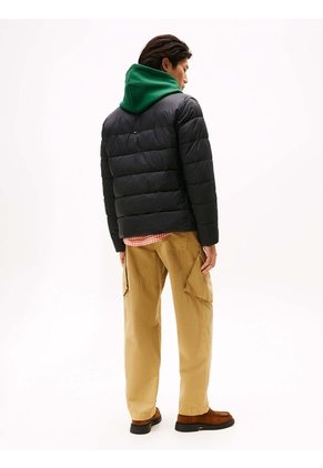 Chaqueta Negra De Cuello Alto Acolchada Con Logo Tommy Hilfiger