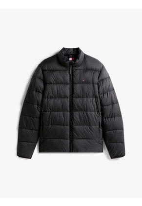 Chaqueta Negra De Cuello Alto Acolchada Con Logo Tommy Hilfiger