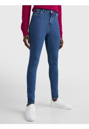 Jeans Harlem Th Flex Superceñidos De Talle Alto Mujer Azul Tommy Hilfiger
