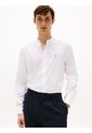 Camisa Blanca De Popelín Con Cuello Mao Regular Fit Tommy Hilfiger de Tommy Hilfiger