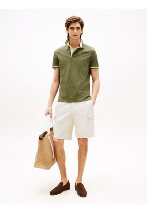 Polo Verde De Corte Regular Con Ribeteado Tommy Hilfiger