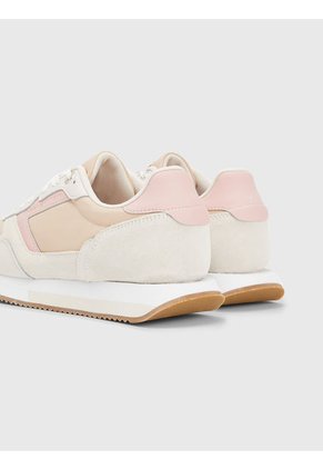 Tenis Para Correr Con Detalles Distintivos Mujer Beige Tommy Hilfiger