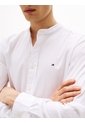 Camisa Blanca De Popelín Con Cuello Mao Regular Fit Tommy Hilfiger de Tommy Hilfiger
