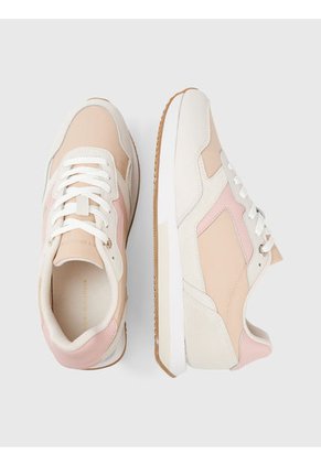 Tenis Para Correr Con Detalles Distintivos Mujer Beige Tommy Hilfiger