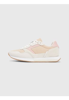 Tenis Para Correr Con Detalles Distintivos Mujer Beige Tommy Hilfiger