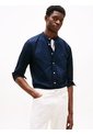 Camisa Azul De Popelín Con Cuello Mao Regular Fit Tommy Hilfiger de Tommy Hilfiger