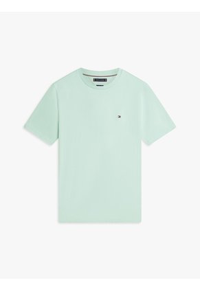 Camiseta Verde De Cuello Redondo Con Logo Bordado Tommy Hilfiger