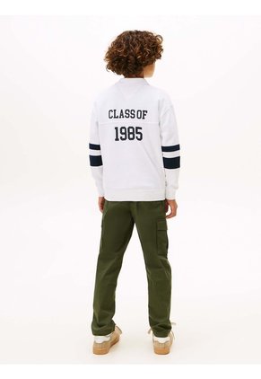 Polo Blanco Para Niño Varsity De Manga Larga Con Aplicación Tommy Hilfiger
