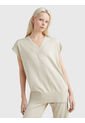 Saco Beige Amplio Sin Mangas Con Cuello V Para Mujer Tommy Hilfiger de Tommy Hilfiger