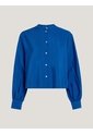 Camisa Sin Cuello Con Corte Cropped Mujer Azul Tommy Hilfiger de Tommy Hilfiger