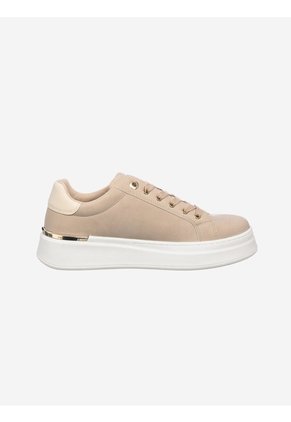 Tenis Beige Para Niña De Corte Bajo Con Diseño De Cordones Tommy Hilfiger