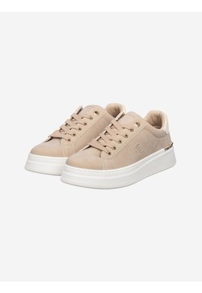Tenis Beige Para Niña De Corte Bajo Con Diseño De Cordones Tommy Hilfiger