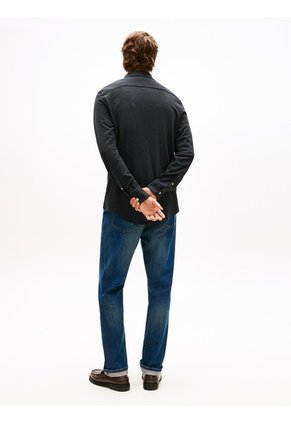 Camiseta Negra Manga Larga De Punto Piqué Featherweight Tommy Hilfiger