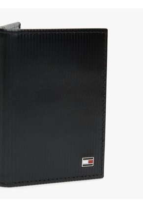 Billetera Negra De Cuero Con Monedero Y Logo Tommy Hilfiger