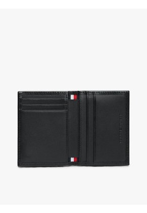 Billetera Negra De Cuero Con Monedero Y Logo Tommy Hilfiger