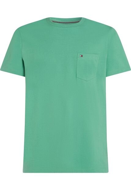Camiseta Verde De Cuello Redondo Con Bolsillo Tommy Hilfiger