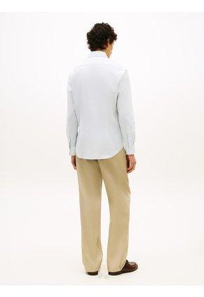 Camisa Verde Slim Con Rayas Finas Tommy Hilfiger