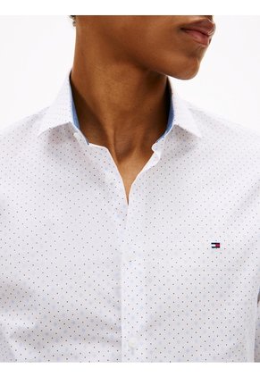 Camisa Blanca De Manga Larga Con Estampado Geométrico Tommy Hilfiger