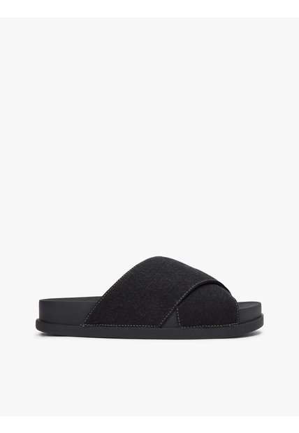 Sandalias Negro Con Tiras Cruzadas De Tejido Denim Tommy Hilfiger