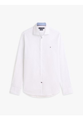 Camisa Blanca De Manga Larga Con Estampado Geométrico Tommy Hilfiger