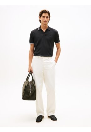 Polo Negro De Piqué Con Corte Regular Tommy Hilfiger