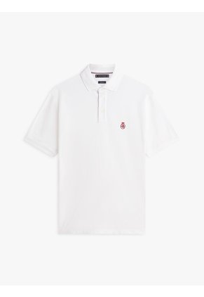 Polo Blanco Archive Crest Con Logo Tommy Hilfiger