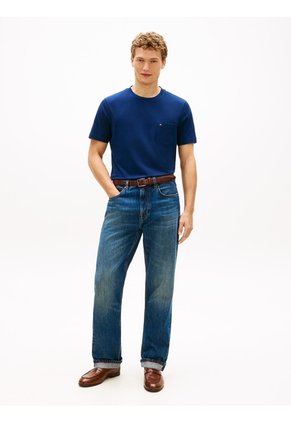 Camiseta Azul De Cuello Redondo Con Bolsillo Tommy Hilfiger