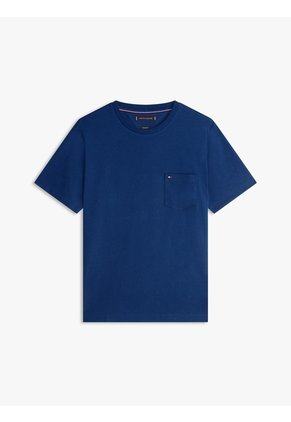 Camiseta Azul De Cuello Redondo Con Bolsillo Tommy Hilfiger