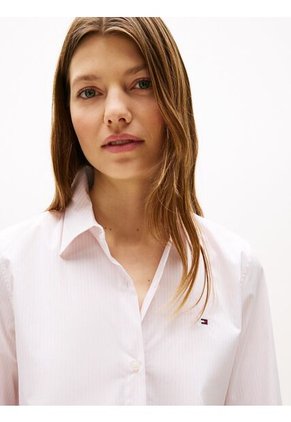 Camisa Rosa A Rayas De Corte Regular Tommy Hilfiger