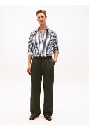 Camisa Negra De Popelín A Rayas TH Flex Tommy Hilfiger