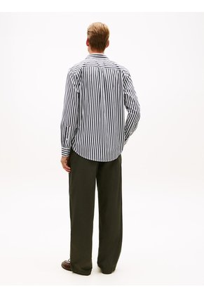 Camisa Negra De Popelín A Rayas TH Flex Tommy Hilfiger