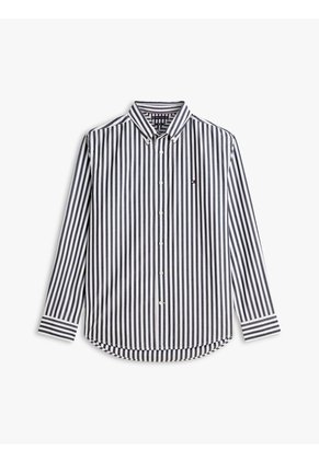 Camisa Negra De Popelín A Rayas TH Flex Tommy Hilfiger